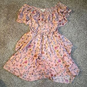 Spice Rose Floral Tiered Ruffle Off-Shoulder Midi Dress